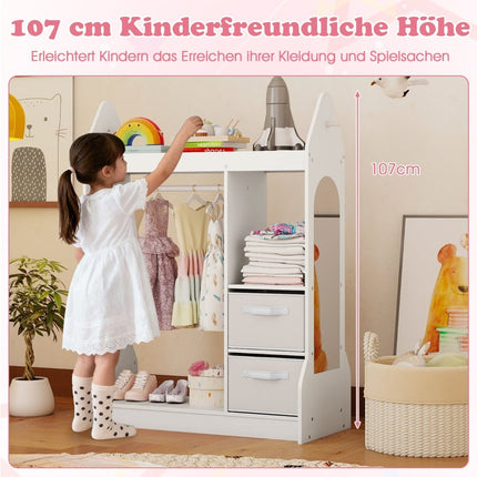Dětská šatní skříň na převleky se zrcadlem, bílá, 107cm