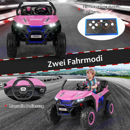 Dětské elektrické terénní auto s dálkovým ovládáním, 2 sedadla, růžové