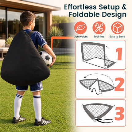 Children's Football Goals Set, Orange, 120x96 cm, Foldable