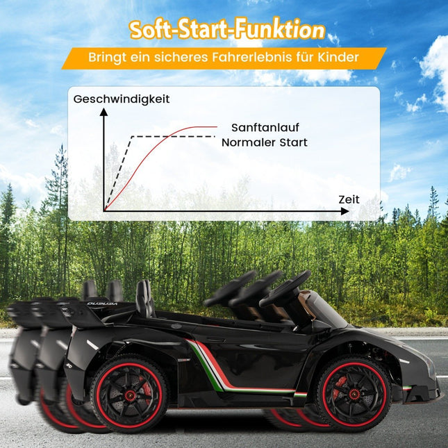 Dětské elektrické auto Lamborghini s dálkovým ovládáním, LED světlomety, klaksonem a hudbou, černé