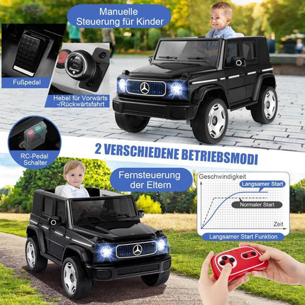 Dětské elektrické auto Mercedes-Benz s dálkovým ovládáním 2.4G a světlometem, elektrické vozítko 12V, černé