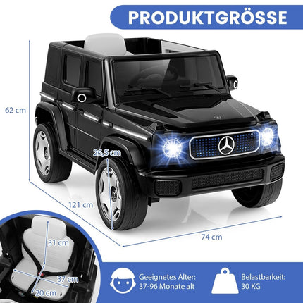 Dětské elektrické auto Mercedes-Benz s dálkovým ovládáním 2.4G a světlometem, elektrické vozítko 12V, černé