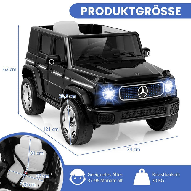 Dětské elektrické auto Mercedes-Benz s dálkovým ovládáním 2.4G a světlometem, elektrické vozítko 12V, černé