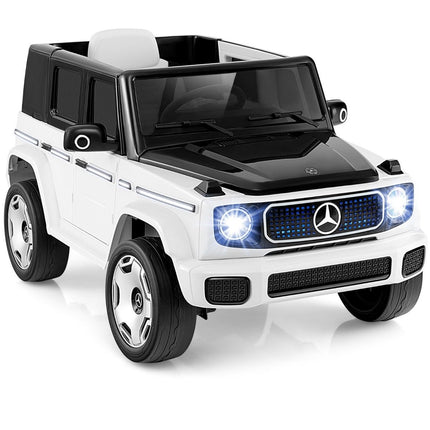 Dětské elektrické auto Mercedes-Benz s dálkovým ovládáním 2.4G a světlometem, elektrické vozítko 12V, bílé