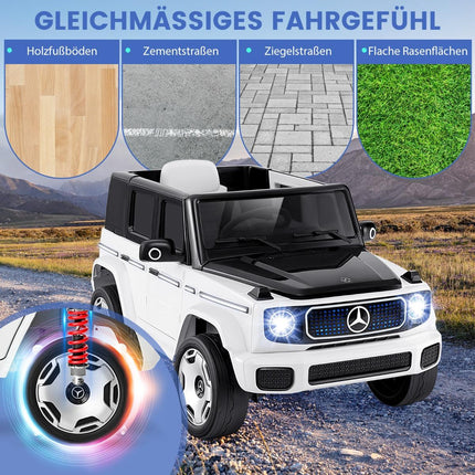 Dětské elektrické auto Mercedes-Benz s dálkovým ovládáním 2.4G a světlometem, elektrické vozítko 12V, bílé