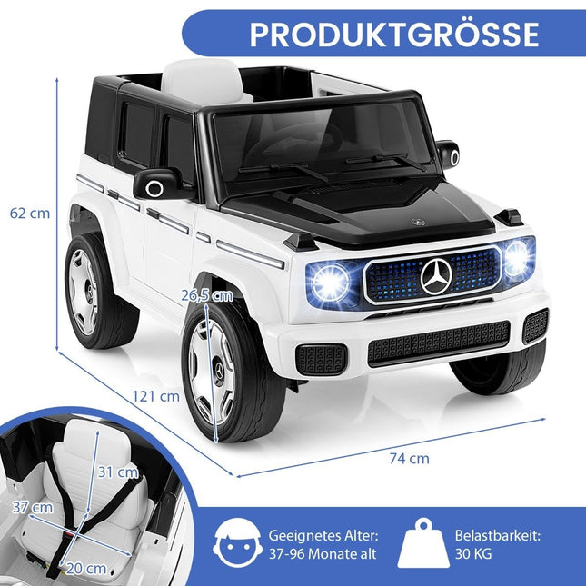 Dětské elektrické auto Mercedes-Benz s dálkovým ovládáním 2.4G a světlometem, elektrické vozítko 12V, bílé