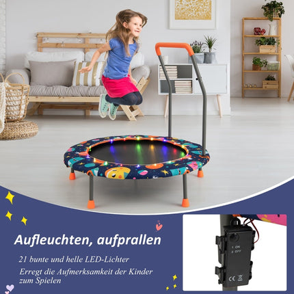 Dětská mini trampolína s LED světly, odnímatelné madlo