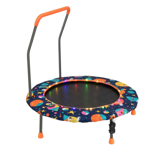 Dětská mini trampolína s LED světly, odnímatelné madlo