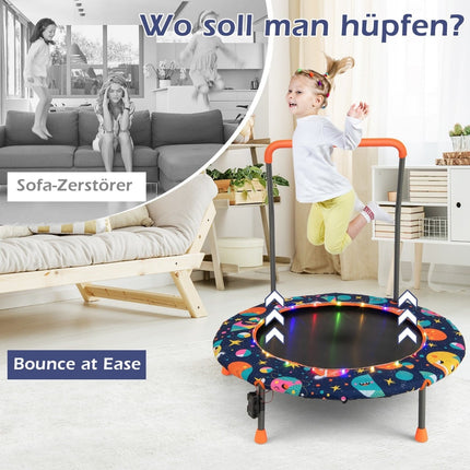 Dětská mini trampolína s LED světly, odnímatelné madlo