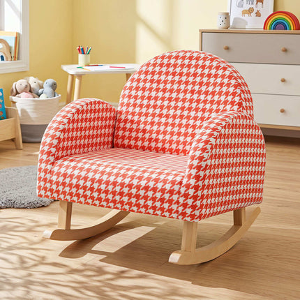 Children's Orange Rocking Chair with Teddy Velvet Fabric