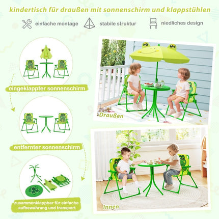 Dětský piknikový set se slunečníkem – skládací sada 4 ks