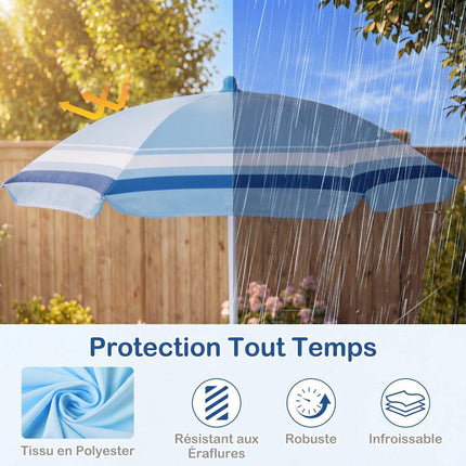 Children's Picnic Table Set with Adjustable Parasol, Blue
