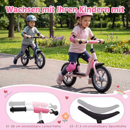 Children's Pink Balance Bike, Adjustable Saddle & Handlebars