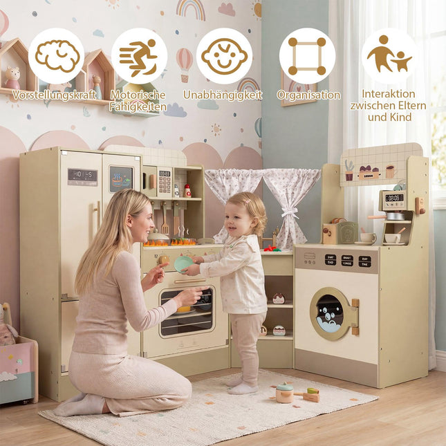 Children's Play Kitchen Set with Faucet & Dishwasher