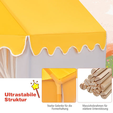 Children's Playhouse with Solid Wood Frame & Cotton Blanket Children's Tent Gray + Yellow
