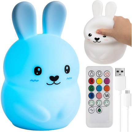 Dětská RGB LED noční lampička, silikon, dálkové ovládání