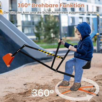 Dětský bagr na ježdění s otočným sedadlem 360, kov