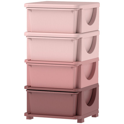 Kids Room 4 Tier Toy Organizer - Pink Storage Box