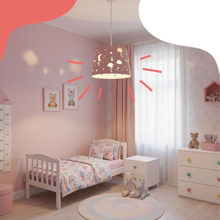 Závěsná lampa do dětského pokoje – motiv noční oblohy