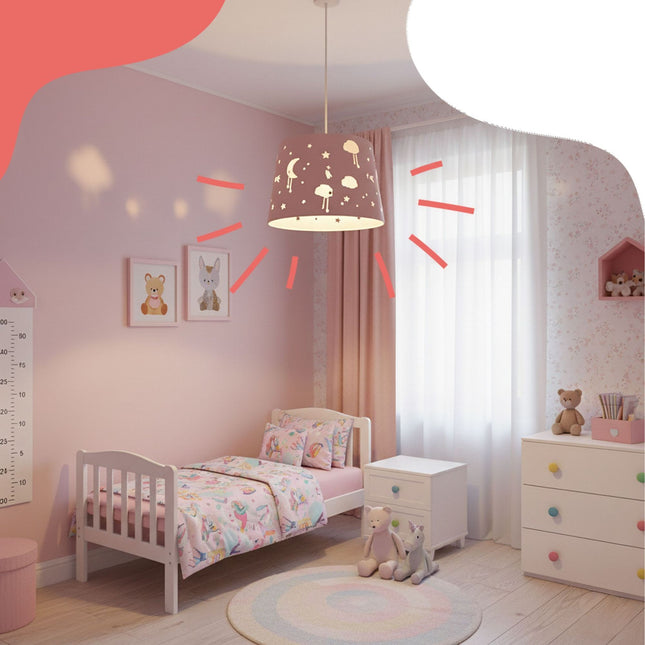 Závěsná lampa do dětského pokoje – motiv noční oblohy
