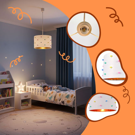 Lampa do dětského pokoje s barevnými bambulemi