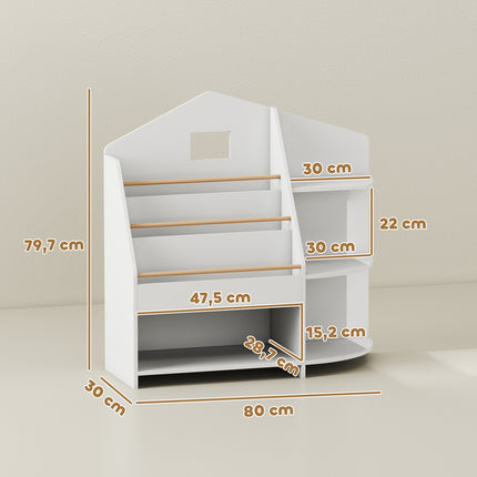 Dětský regál, 7 pater, nosnost 40kg, bílý