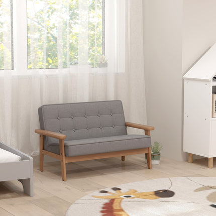 Children's Sofa, Velvet Look, Wood Frame, Ages 3-15, Gray