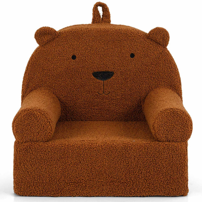 Dětská pohovka se snímatelným potahem teddy fleece, hnědá