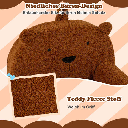 Children's Sofa with Removable Teddy Fleece Cover, Brown