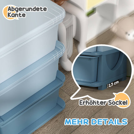 Dětský úložný box, 9 zásuvek, modrý, plast