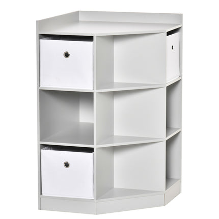 Dětský úložný regál, 3 látkové zásuvky, šedá MDF