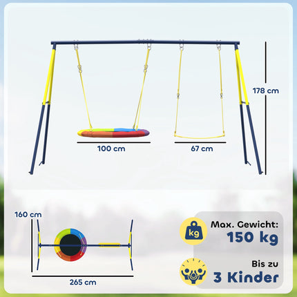 Dětská houpačková sestava s nastavitelnými lany, houpačka hnízdo 100cm