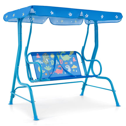 Children's Swing with Adjustable Canopy, Metal Frame, Blue