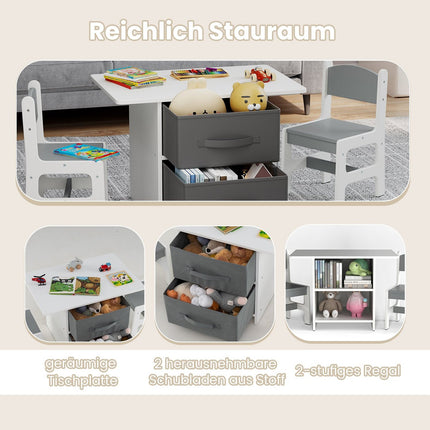 Children's Table and 2 Chairs Set with Storage Bins