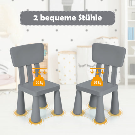 Dětský stolek a židle, plast, šedá, 1-7 let