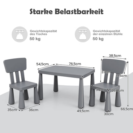 Dětský stolek a židle, plast, šedá, 1-7 let