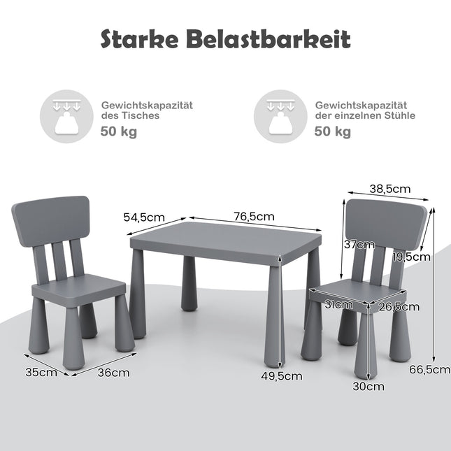 Dětský stolek a židle, plast, šedá, 1-7 let