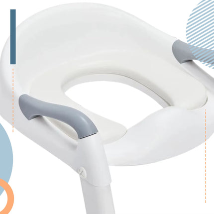 Children's Toilet Seat with Steps, Adjustable, Gray-White