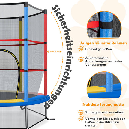 Dětská trampolína s ochrannou sítí, 165cm, nosnost 135kg