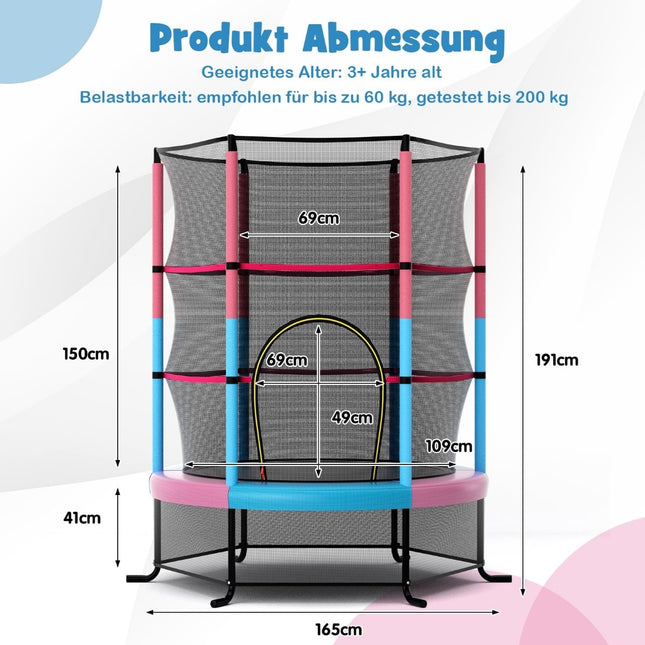 Dětská trampolína s ochrannou sítí, 165cm, nosnost 200kg