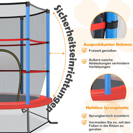 Dětská trampolína s ochrannou sítí, 165cm, modrá