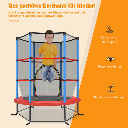 Dětská trampolína s ochrannou sítí, 165cm, modrá