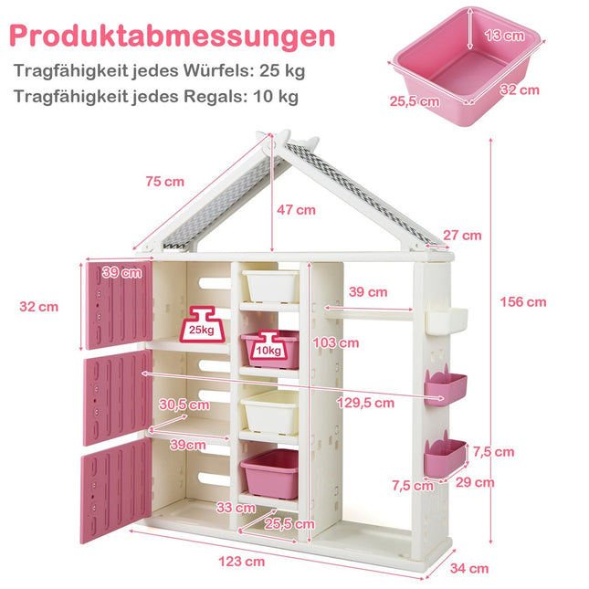 Children's Wardrobe with Clothes Rail and Shelves, Pink