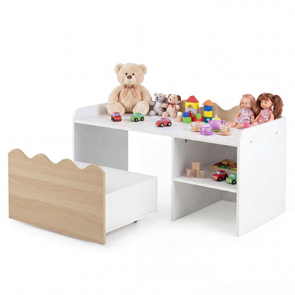 Children's Wooden Activity Table Set with Storage Bench