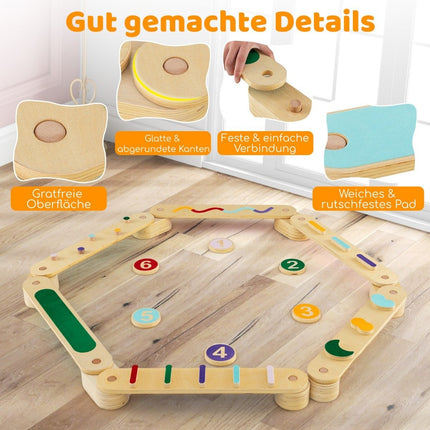 Children's Wooden Balance Beam Set with 6 Stones