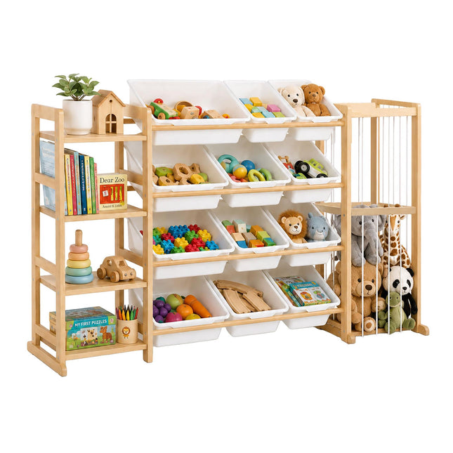 Houten kinderplank met 12 uitneembare bakjes