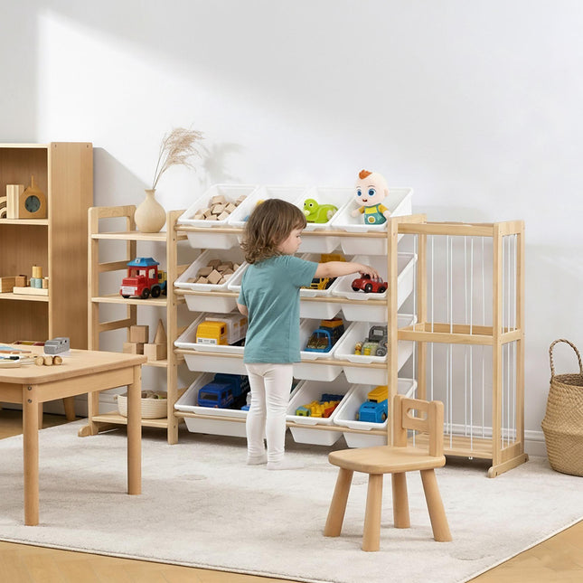 Houten kinderplank met 12 uitneembare bakjes