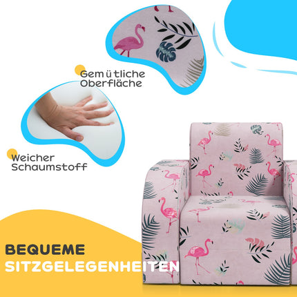 Dětská pohovka s motivem plameňáka, skládací