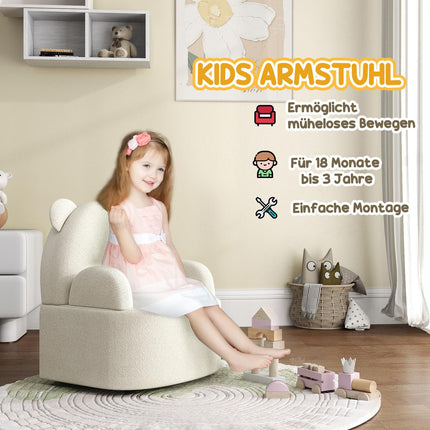 Dětské křesílko ve tvaru medvěda, měkký teddy fleece, béžová