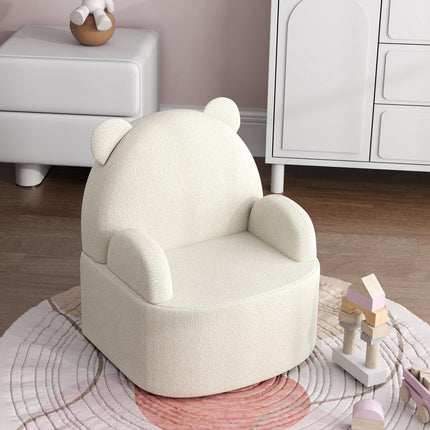 Dětské křesílko ve tvaru medvěda, měkký teddy fleece, béžová